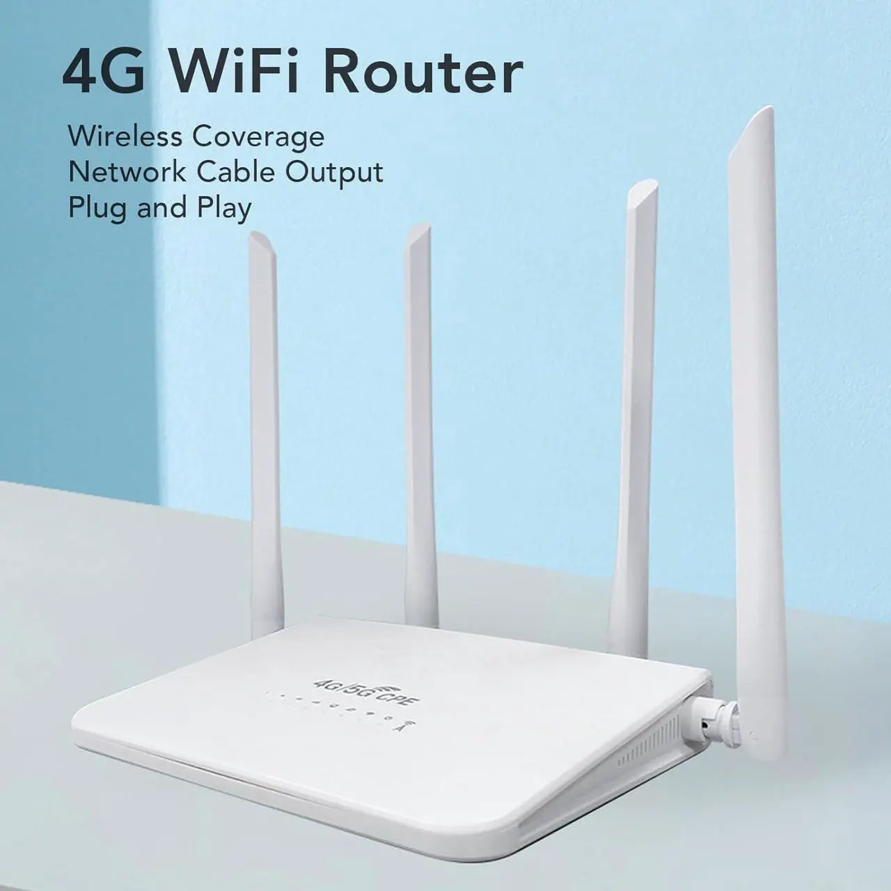 Alt view image 3 of 7 - 4G WiFi Router Wireless Internet Router Devices with 5dBi High Gain Antennas, 300Mbps,up to 20 Users,SIM WiFi dongle for Europe (US Plug)