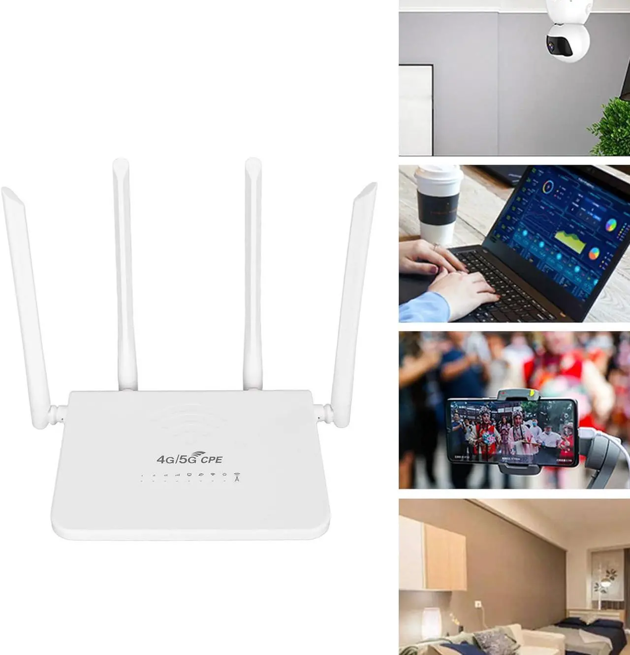 Alt view image 7 of 7 - 4G WiFi Router Wireless Internet Router Devices with 5dBi High Gain Antennas, 300Mbps,up to 20 Users,SIM WiFi dongle for Europe (US Plug)