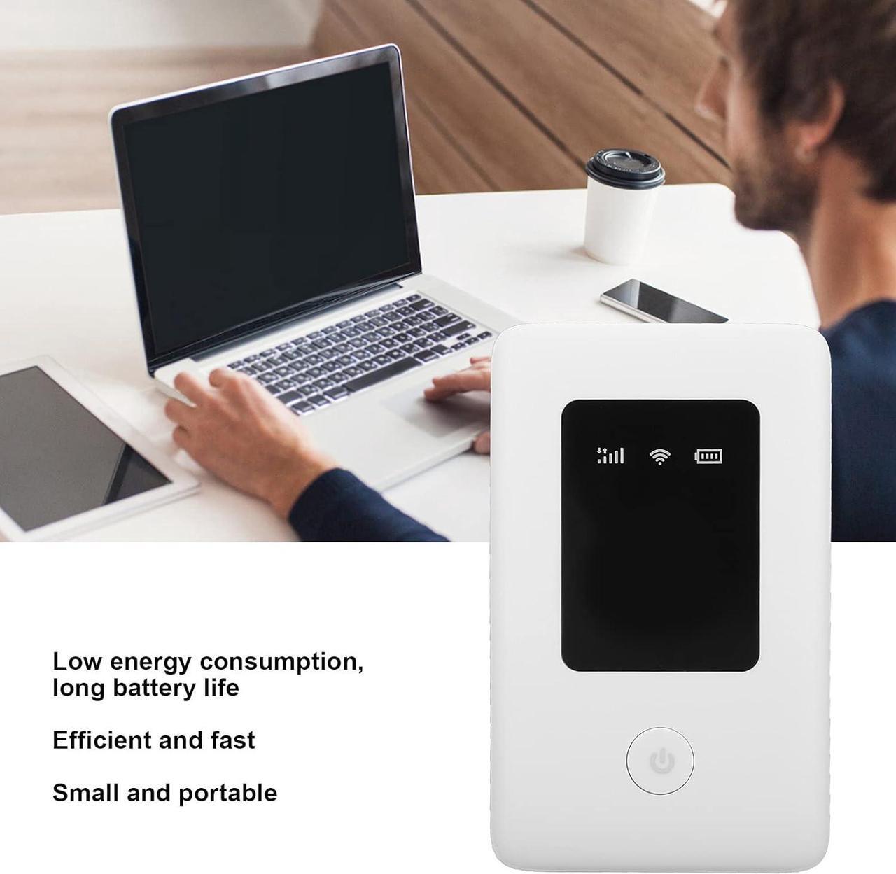 Alt view image 3 of 7 - Portable WiFi 4G Router Mobile Hotspot, 100Mbps LTE CAT4 WiFi Router 2100mAh, Travel Pocket WiFi Hotspot for Asia Europe Africa, Compatible with 32GB SD Card (E6D)
