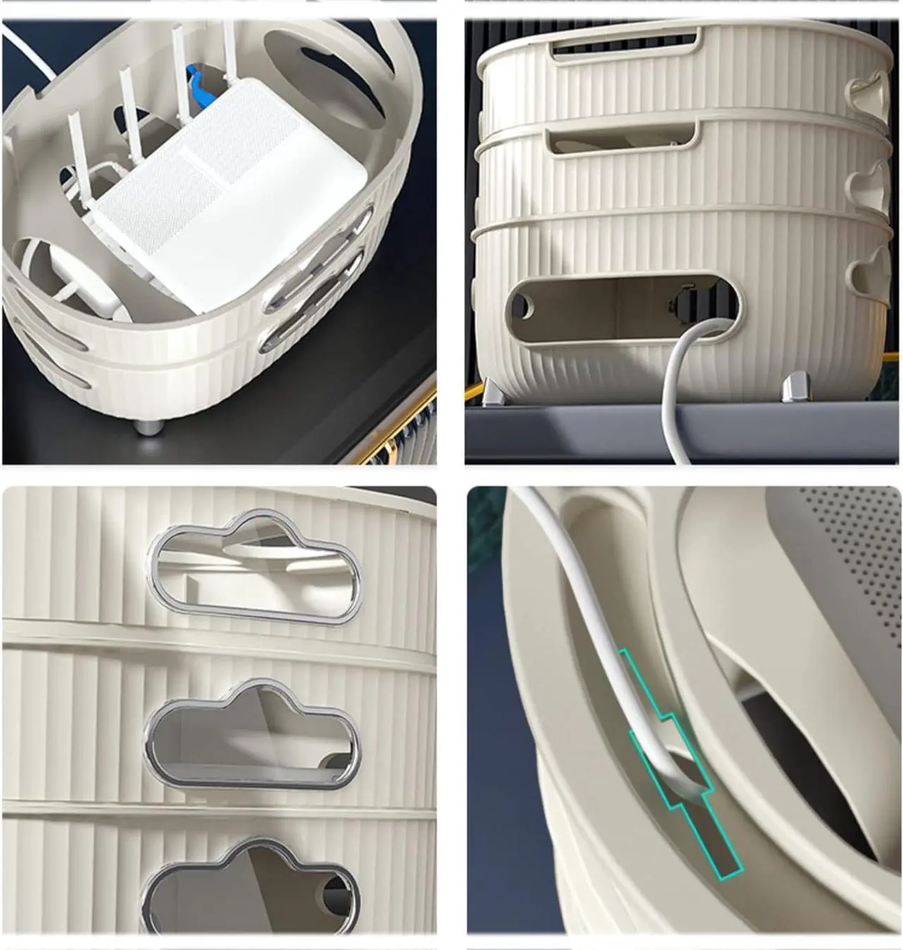 Alt view image 6 of 7 - Wifi Router Shelf Storage BoxFloating TV Shelf Router Storage Box Desktop, Wall-Mounted Router Cable Hider Box, Multi Layer Storage Rack Shelf for Wires, Cable, Routers, TV Set-Top Boxes, Modem, Pow