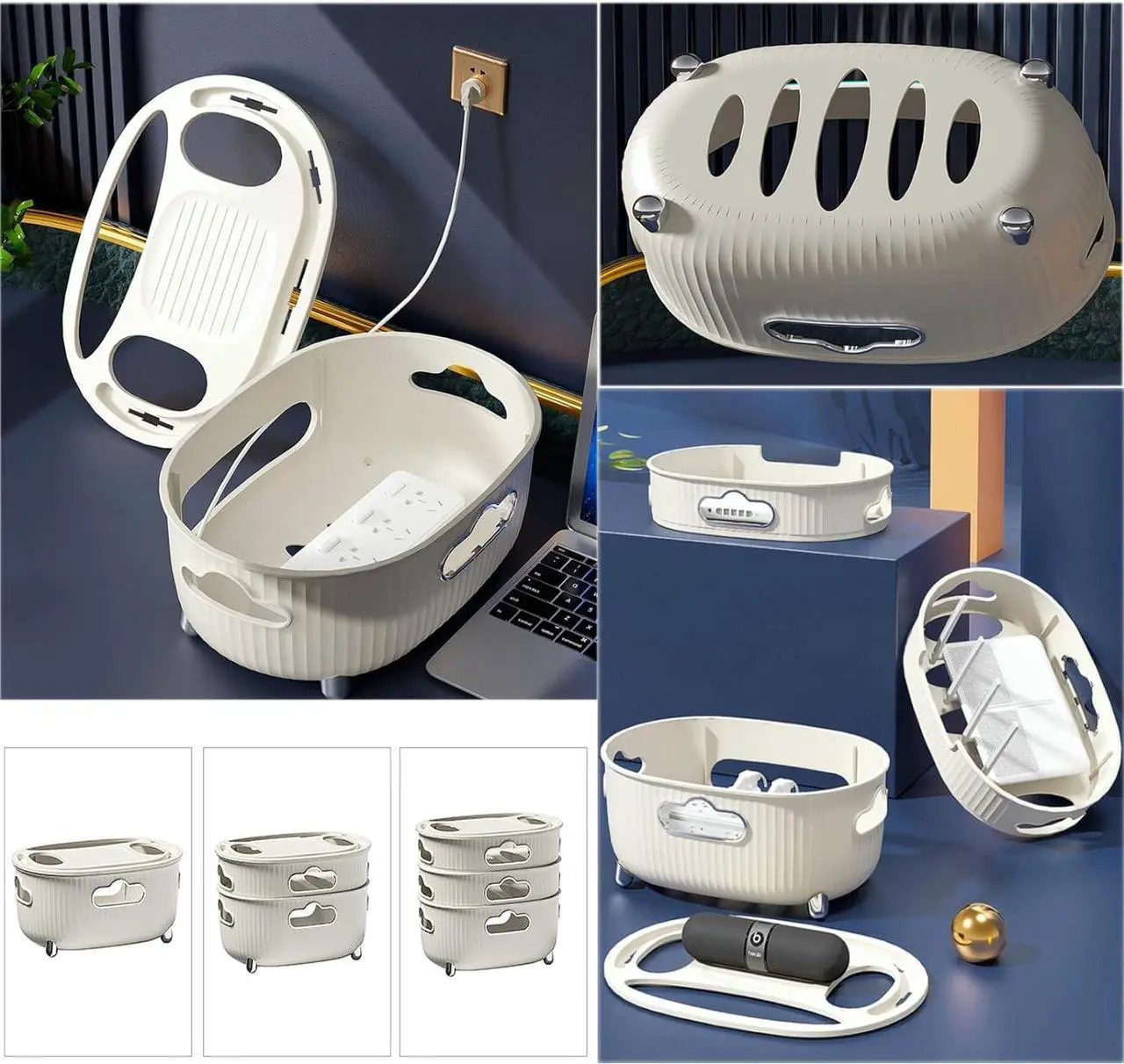 Alt view image 7 of 7 - Wifi Router Shelf Storage BoxFloating TV Shelf Router Storage Box Desktop, Wall-Mounted Router Cable Hider Box, Multi Layer Storage Rack Shelf for Wires, Cable, Routers, TV Set-Top Boxes, Modem, Pow