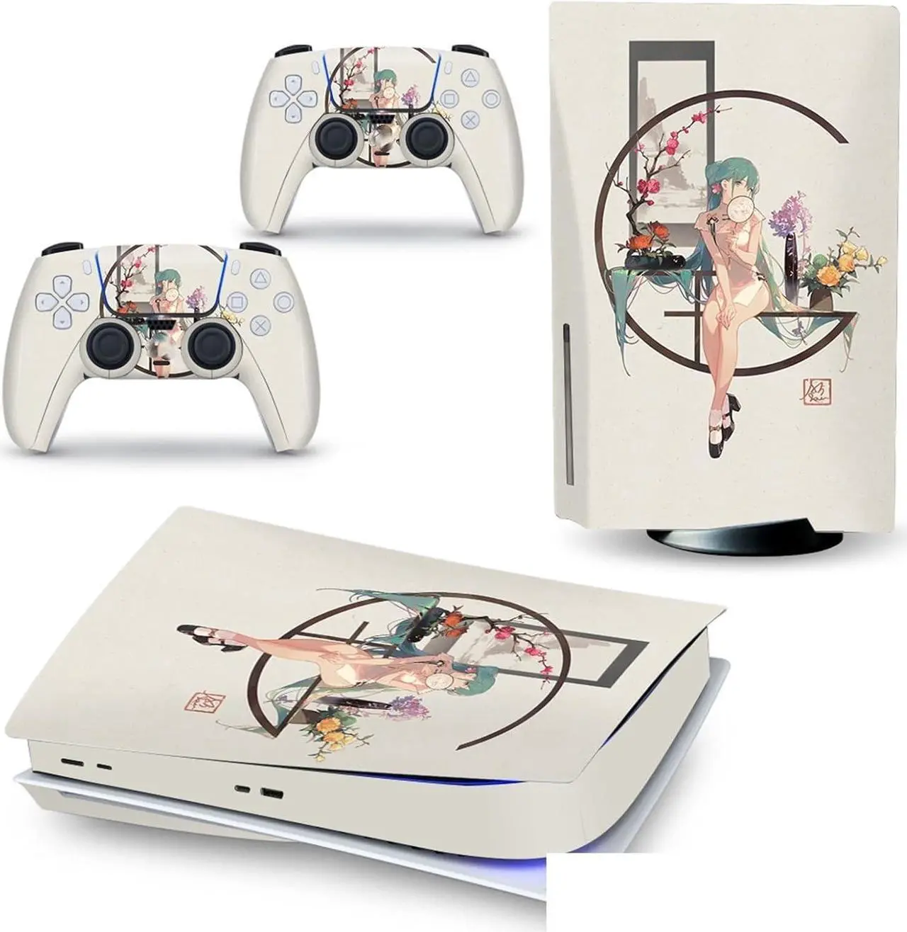 Main image of BUCEN Decal Skin for PS 5 Disk Edition Console and 2 Controllers Vinyl Cover Skins Wraps for PS5 Disc Version 17245 Anti Scratch