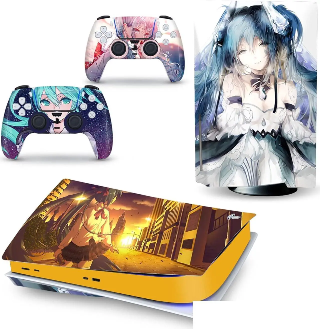 Main image of BUCEN Decal Skin for PS 5 Disk Edition Console and 2 Controllers Vinyl Cover Skins Wraps for PS5 Disc Version 46250 Anti Scratch