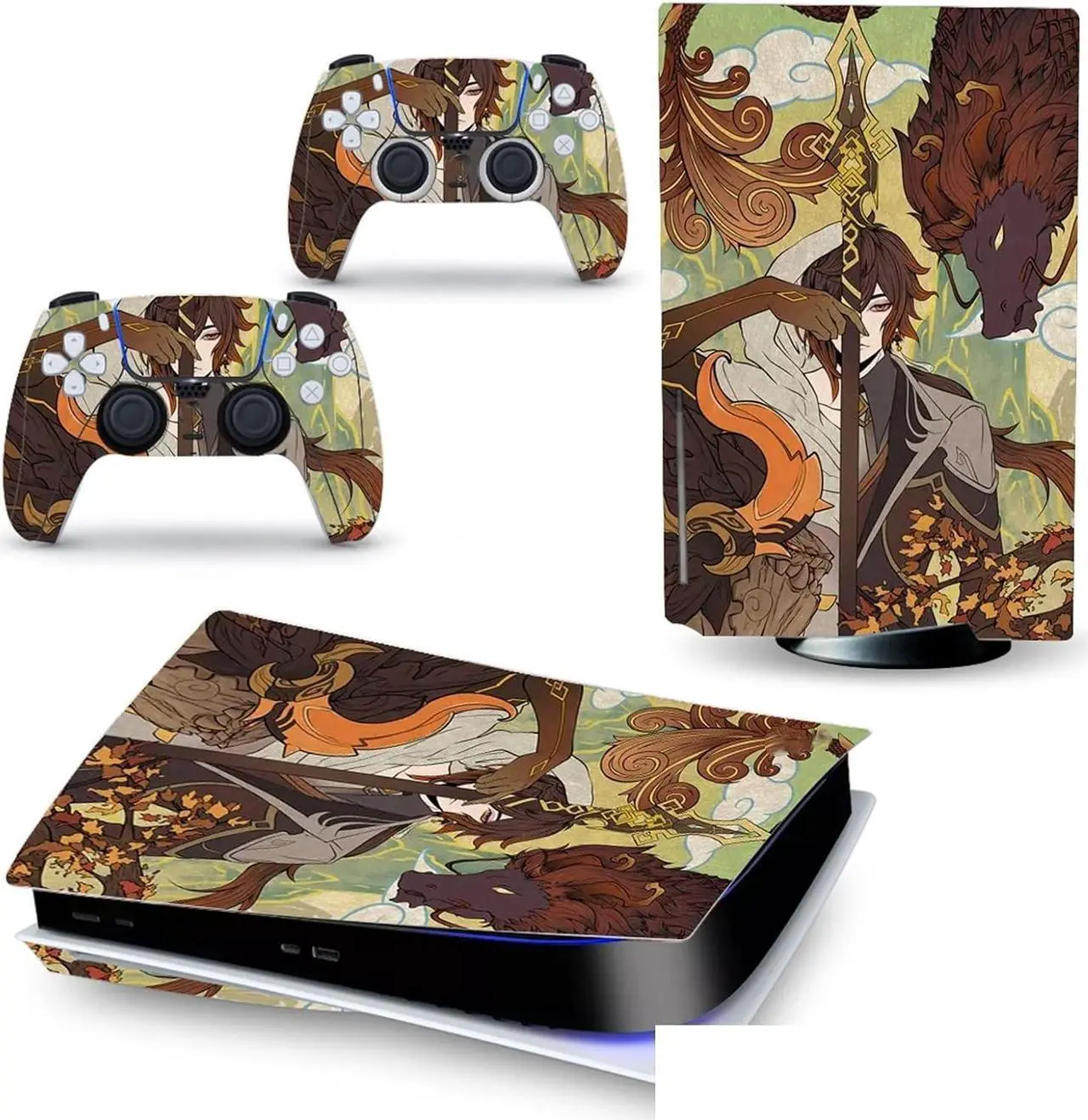 Main image of BUCEN Decal Skin for PS 5 Disk Edition Console and 2 Controllers Vinyl Cover Skins Wraps for PS5 Disc Version 16881 Anti Scratch