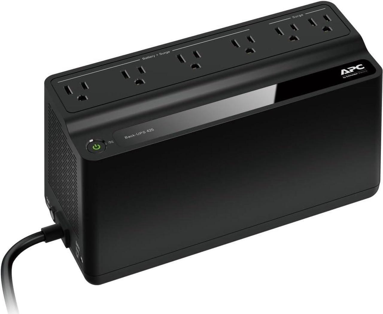 Alt view image 2 of 7 - APC UPS Battery Backup Surge Protector, 425VA Backup Battery Power Supply, BE425M, Black