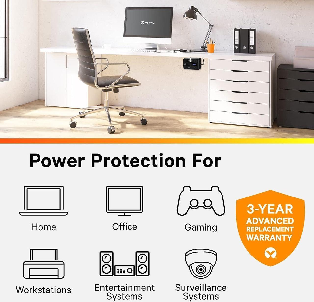 Alt view image 7 of 7 - Vertiv Liebert PSA5 1500VA 900W line-Interactive UPS & PST5 UPS - 850VA/500W 120V, LCD Monitoring Screen