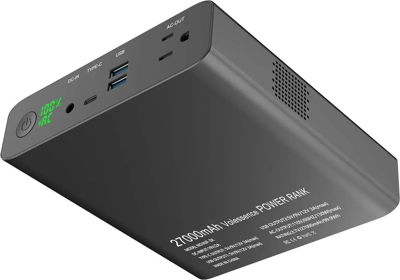 Alt view image 7 of 7 - AC Outlet Portable Laptop Charger (TSA-Approved), Volessence 27000mAh 130W Travel Laptop Power Bank & External Battery Pack for MacBook, Laptop, CPAP, Drone and More