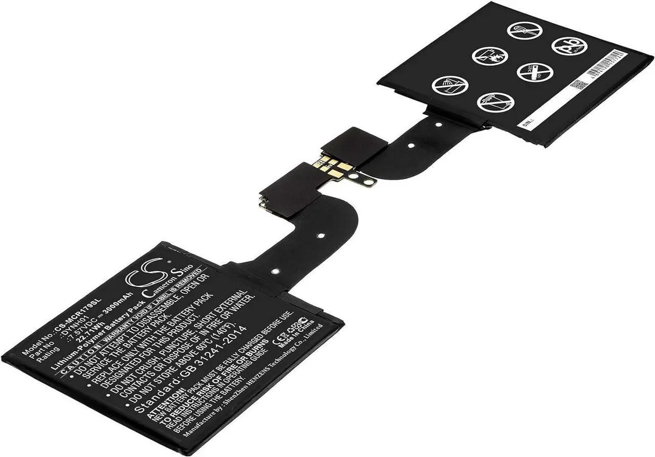 Main image of Battery Replacement for Tablet Microsoft Surface Book 2 1793 Surface Book 2 1793 15 Part Number DYNH01 3000mAh / 22.71Wh 7.57v Lithium-Polymer Black LIONX