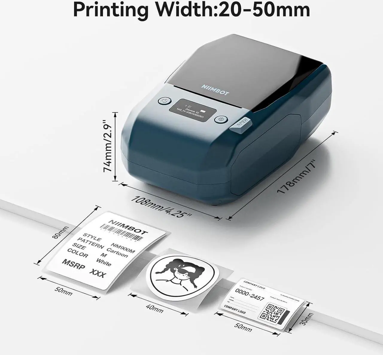 Alt view image 3 of 7 - NIIMBOT M2 Thermal Transfer 2Inch Bluetooth Label Maker Smart Printing Sticker Printer Rechargeable for Office Small Business School Home Cable Storage, Compatible with Phones & PC