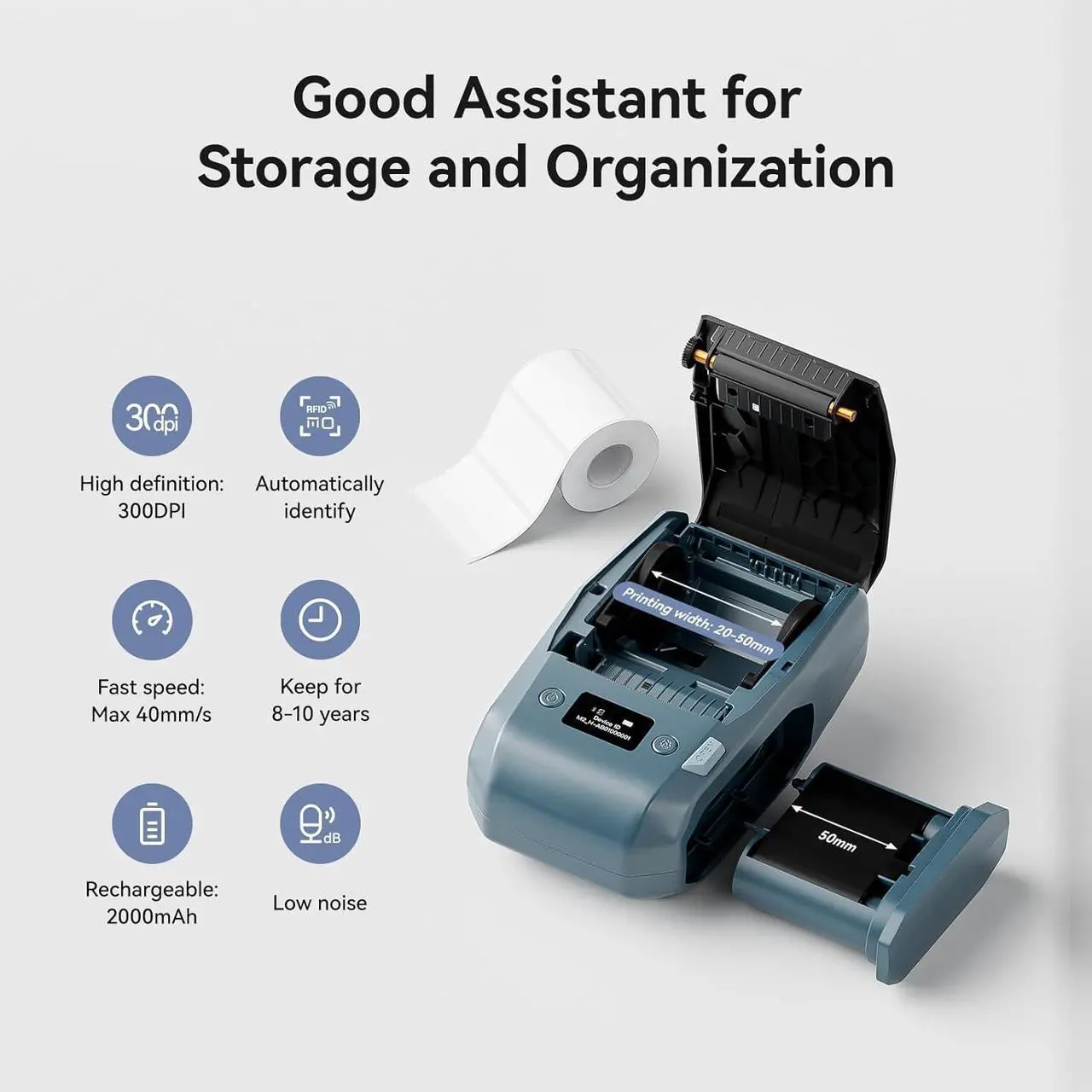 Alt view image 4 of 7 - NIIMBOT M2 Thermal Transfer 2Inch Bluetooth Label Maker Smart Printing Sticker Printer Rechargeable for Office Small Business School Home Cable Storage, Compatible with Phones & PC