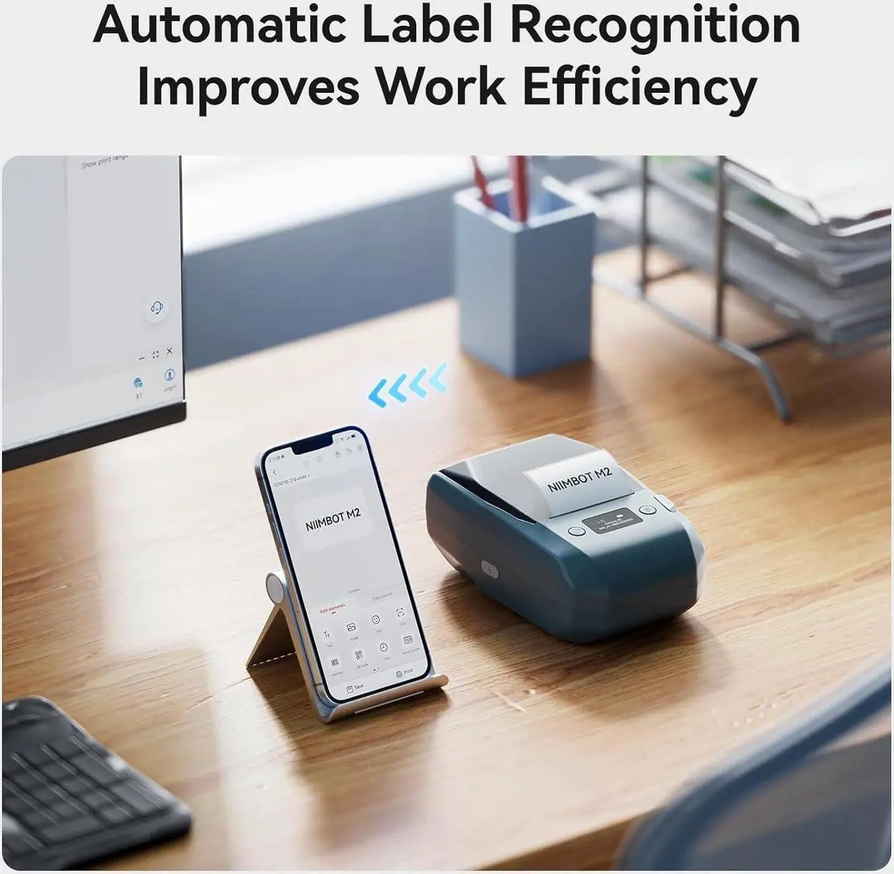 Alt view image 6 of 7 - NIIMBOT M2 Thermal Transfer 2Inch Bluetooth Label Maker Smart Printing Sticker Printer Rechargeable for Office Small Business School Home Cable Storage, Compatible with Phones & PC