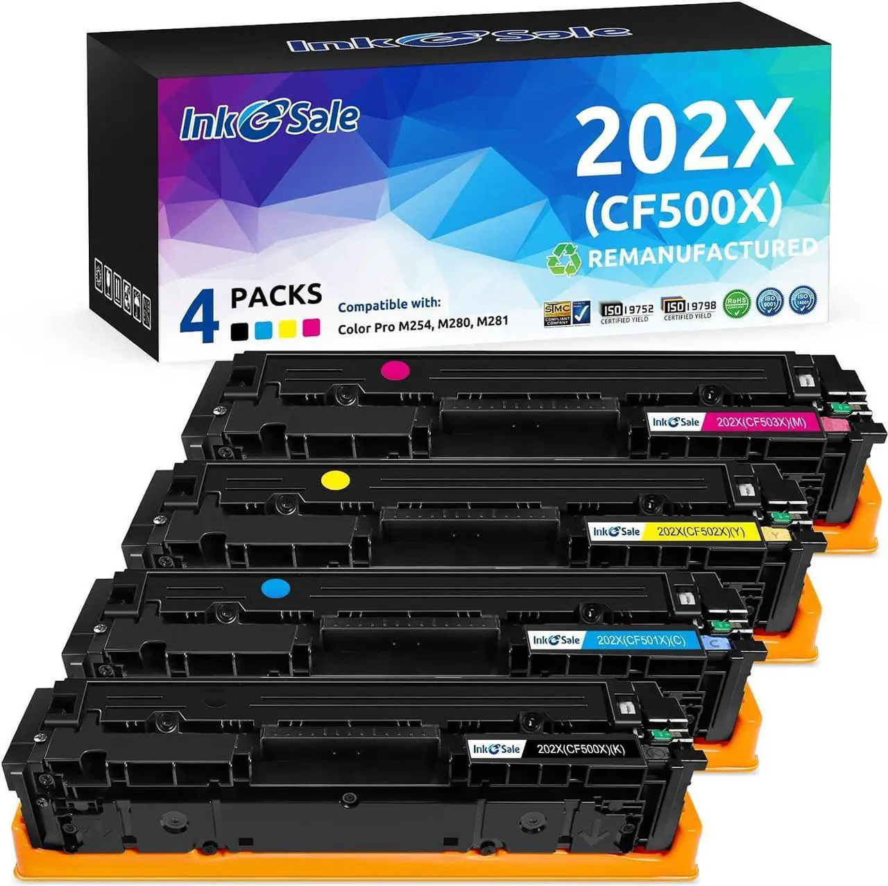 Alt view image 7 of 7 - 202X Toner Cartridges Replacement for HP 202X 202A CF500X CF501X CF502X CF503X Color Toner Cartridge Use with HP MFP M281cdw M281fdw M254dw M254 M281dw M280nw Printer Ink (4 Packs, High Yield)