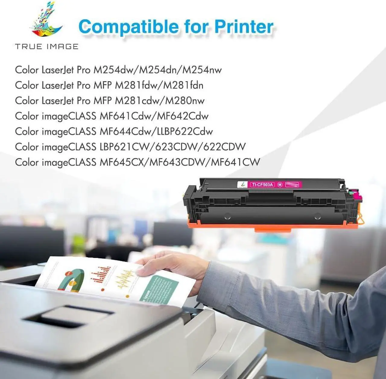 Alt view image 2 of 6 - TRUE IMAGE Compatible Toner Cartridge Replacement for HP 202A CF500A 202X M281fdw Color Laserjet Pro MFP M281fdw M281cdw M254dw M281fdn M254 M281 202 Toner Printer (Black Cyan Yellow Magenta, 4-Pack)