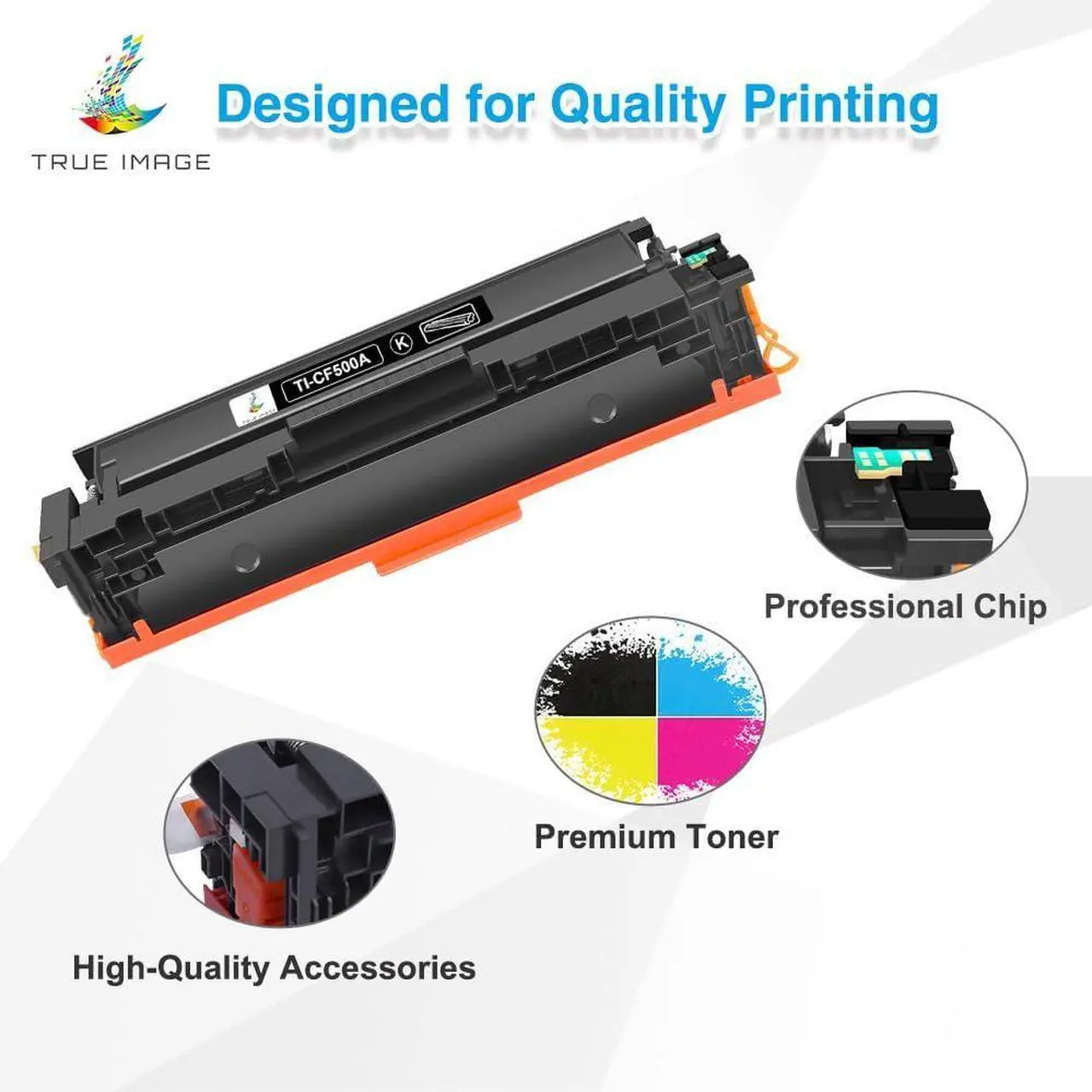 Alt view image 4 of 6 - TRUE IMAGE Compatible Toner Cartridge Replacement for HP 202A CF500A 202X M281fdw Color Laserjet Pro MFP M281fdw M281cdw M254dw M281fdn M254 M281 202 Toner Printer (Black Cyan Yellow Magenta, 4-Pack)