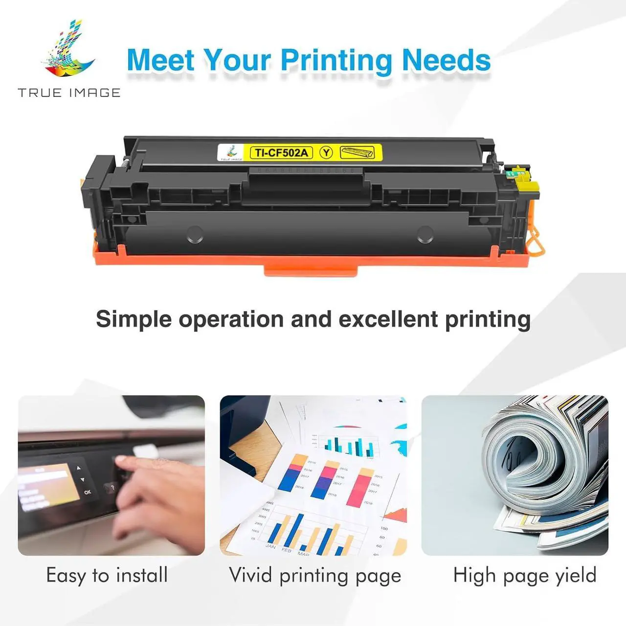 Alt view image 6 of 6 - TRUE IMAGE Compatible Toner Cartridge Replacement for HP 202A CF500A 202X M281fdw Color Laserjet Pro MFP M281fdw M281cdw M254dw M281fdn M254 M281 202 Toner Printer (Black Cyan Yellow Magenta, 4-Pack)