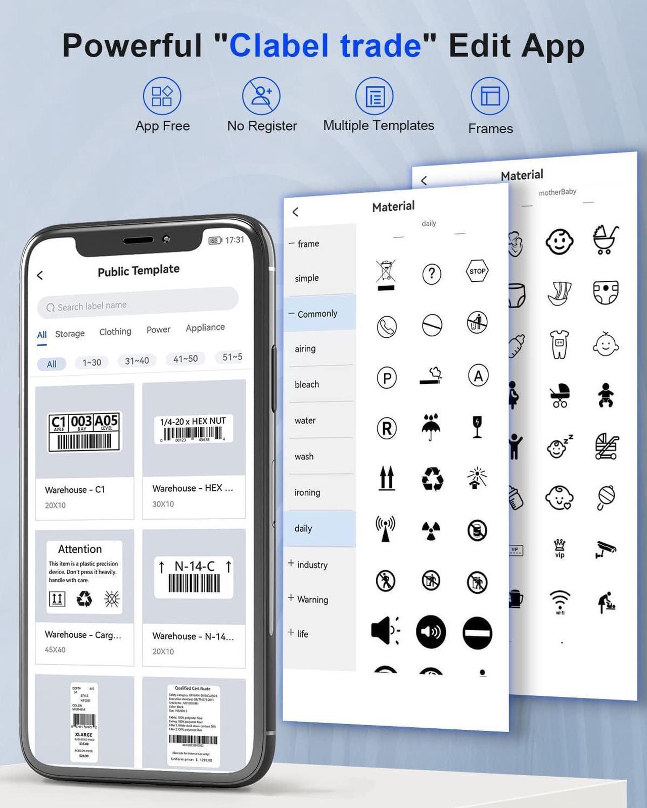 Alt view image 4 of 6 - 221D Bluetooth Barcode Label Printer: 2 Inch Desktop Label Maker Thermal Barcodes Printer for Address Shipping Warehouse with 1 Roll 40x30mm Label