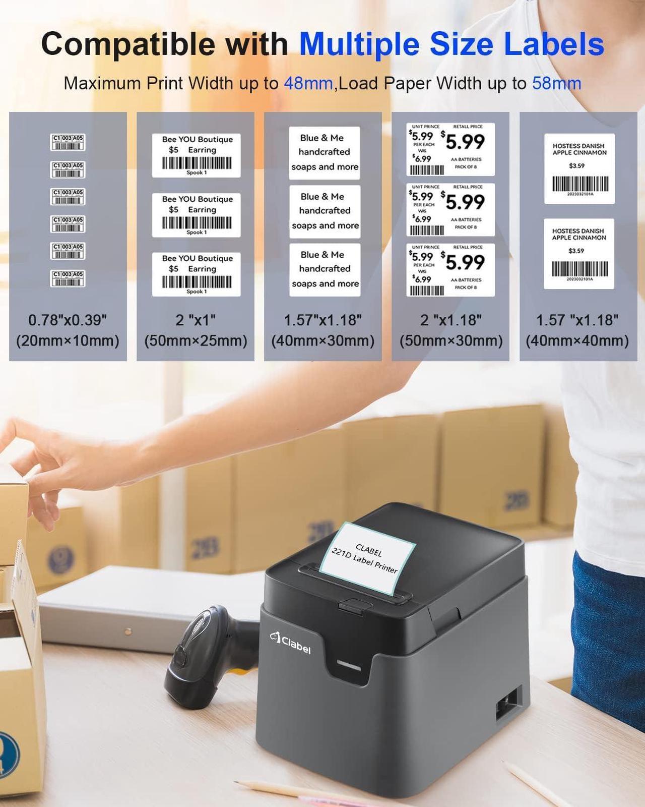 Alt view image 5 of 6 - 221D Bluetooth Barcode Label Printer: 2 Inch Desktop Label Maker Thermal Barcodes Printer for Address Shipping Warehouse with 1 Roll 40x30mm Label