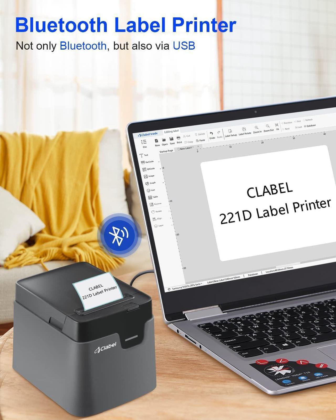 Alt view image 6 of 6 - 221D Bluetooth Barcode Label Printer: 2 Inch Desktop Label Maker Thermal Barcodes Printer for Address Shipping Warehouse with 1 Roll 40x30mm Label