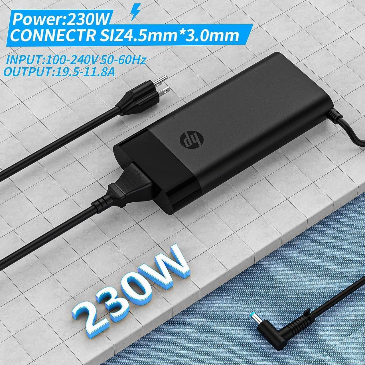 Alt view image 4 of 7 - New 230W Charger Fit for HP Omen 15 16 17 M41303-001 TPN-LA10 19.5V 11.8A Gaming Laptop Power Supply Adapter 4.5x3.0 mmTip (230W)