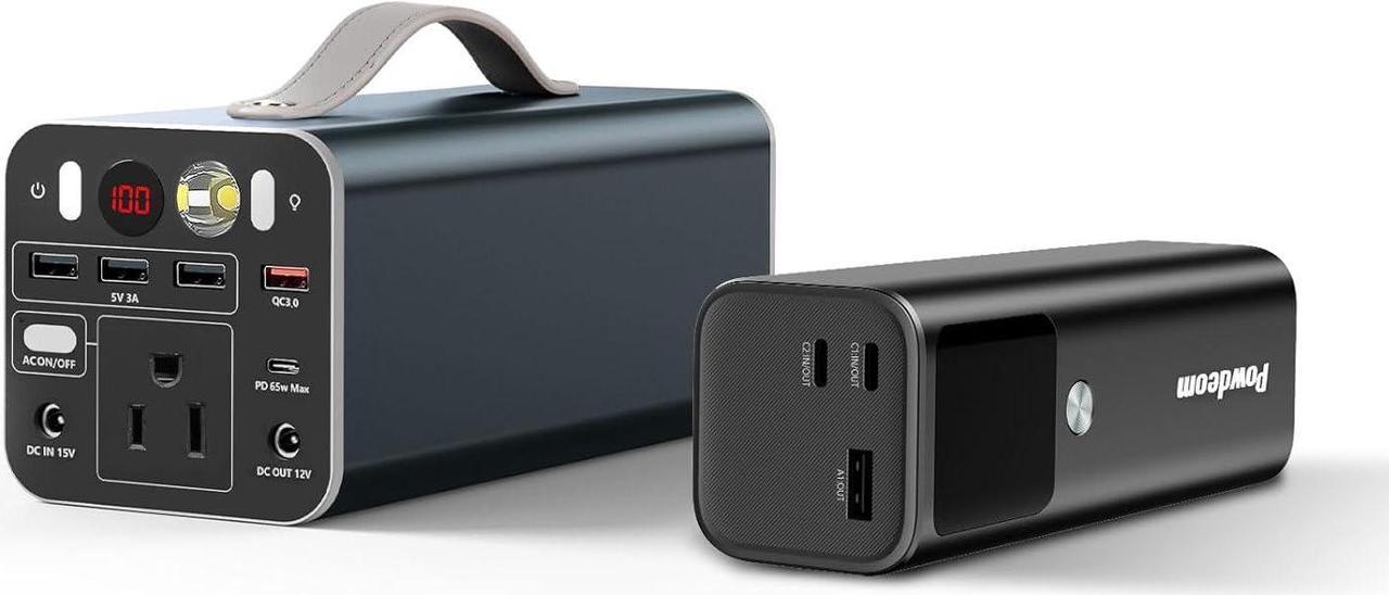 Main image of 150W Portable Power Station&140W Power Bank Laptop Charger Battery Backup for Outdoor Camping Home Emergency, Power Supply for iPhone 15/14 Series, MacBook, iPad, Samsung, AirPods