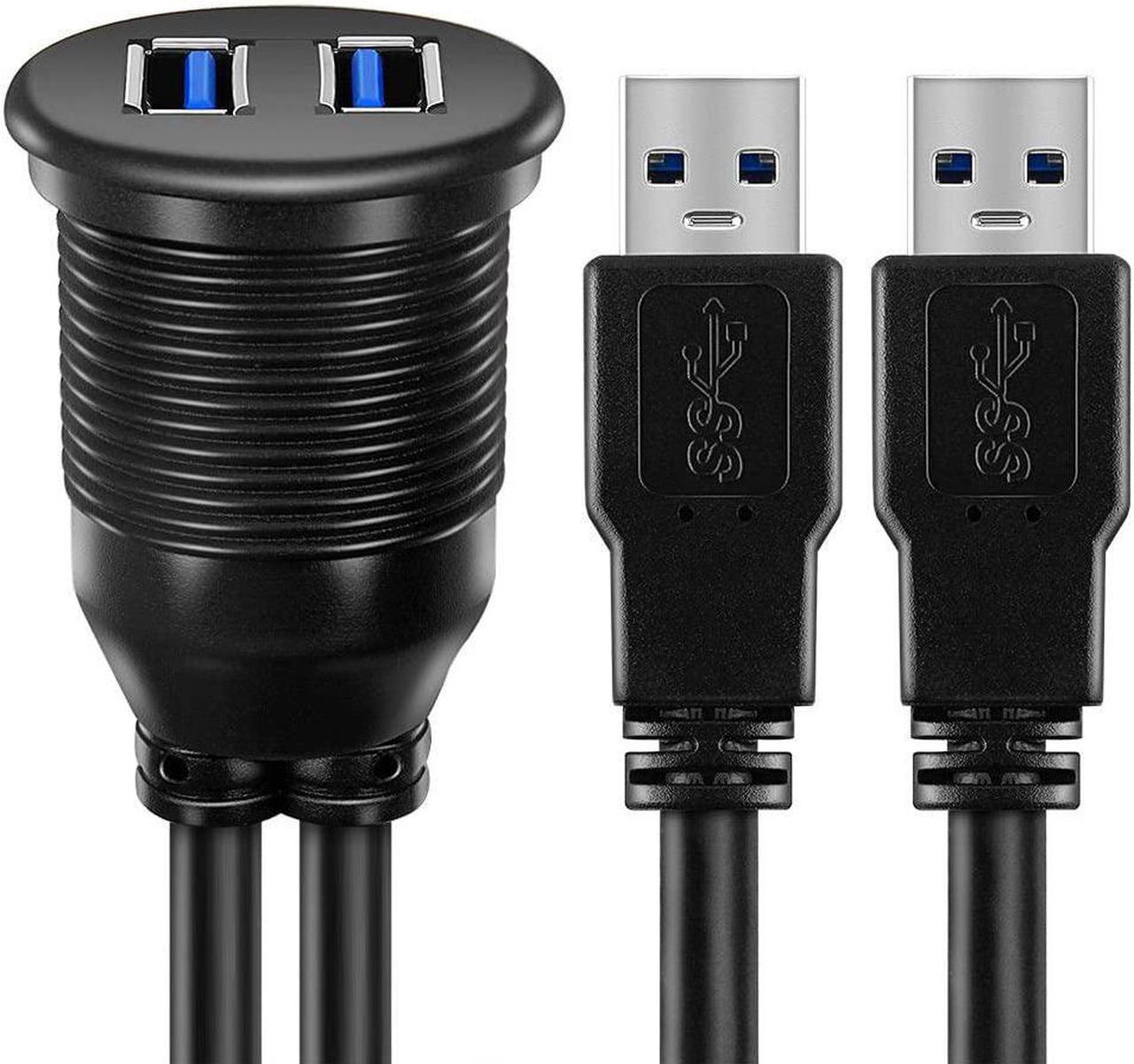Alt view image 7 of 7 - ICESPRING 2 Ports Dual USB 3.0 Male to USB 3.0 Female AUX Flush Mount Car Mount Extension Cable for Car Truck Boat Motorcycle Dashboard Panel -(3 Feet)