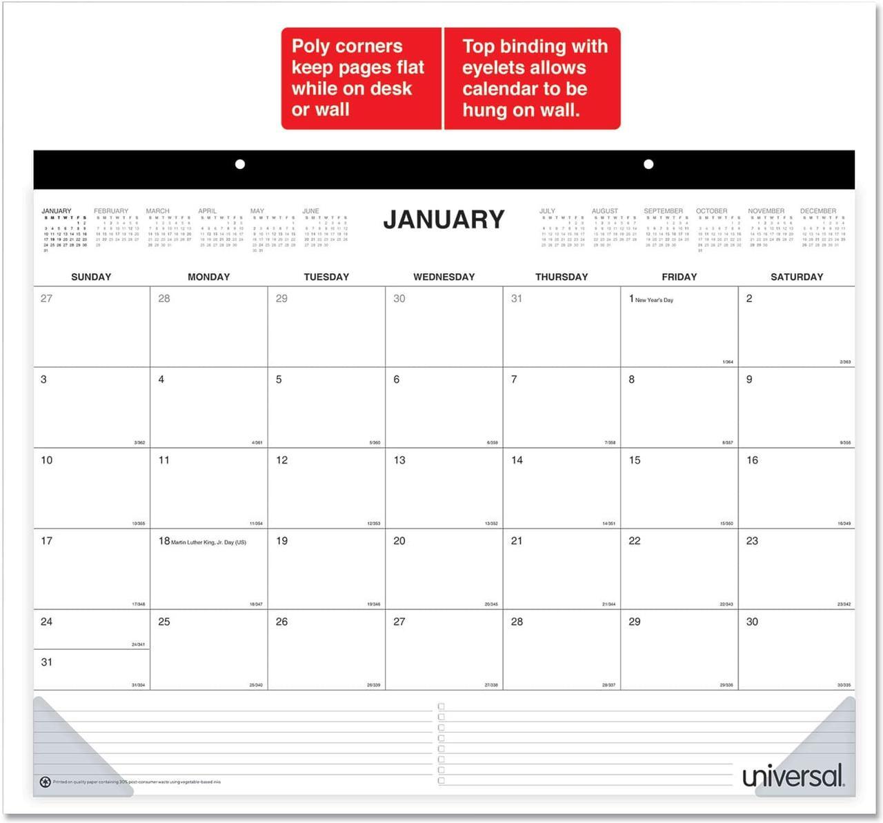 Alt view image 2 of 11 - Universal Desk Pad Calendar, 22 x 17, 2021 71002