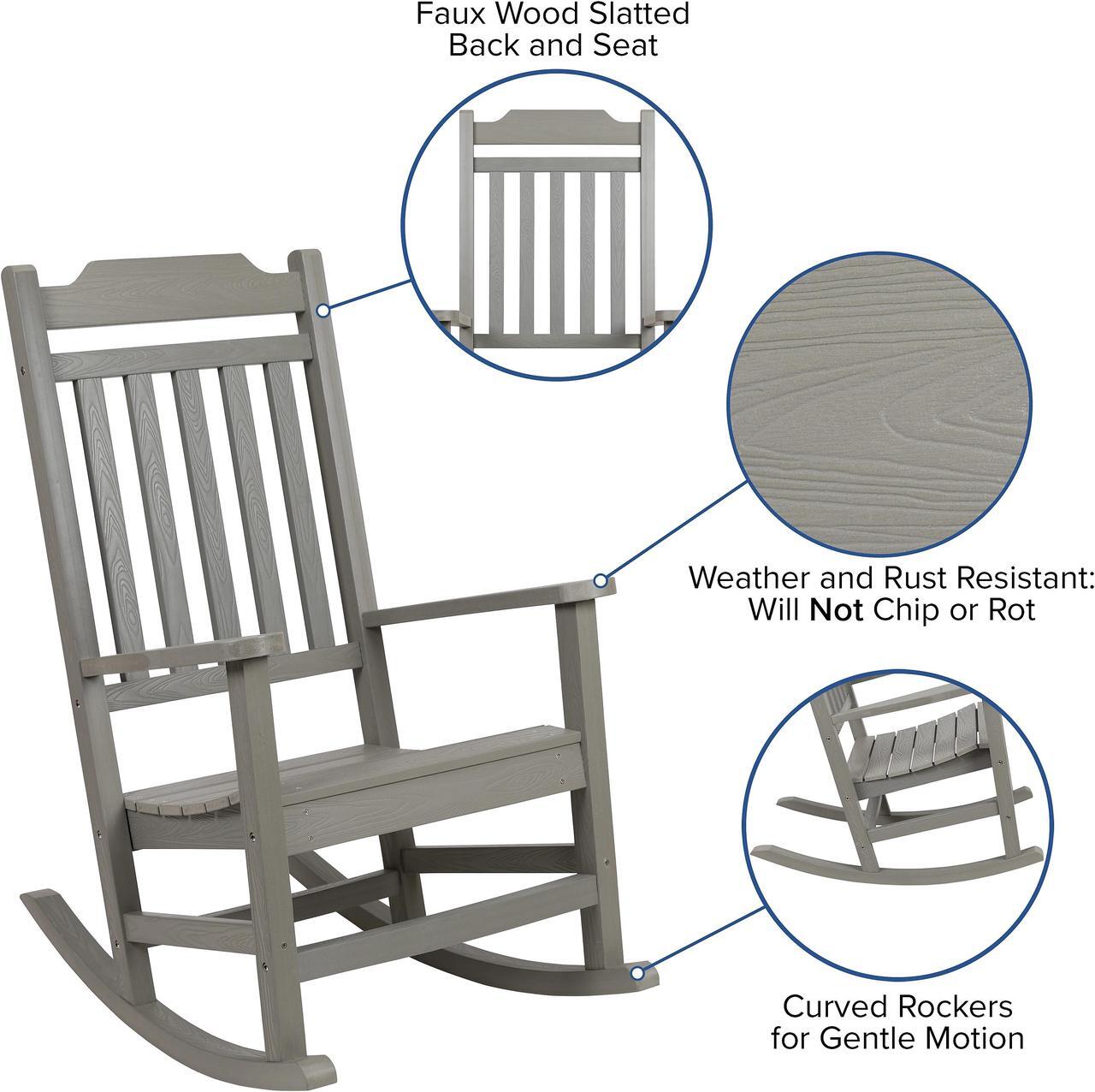Alt view image 18 of 20 - Winston All-Weather Rocking Chair in Gray Faux Wood