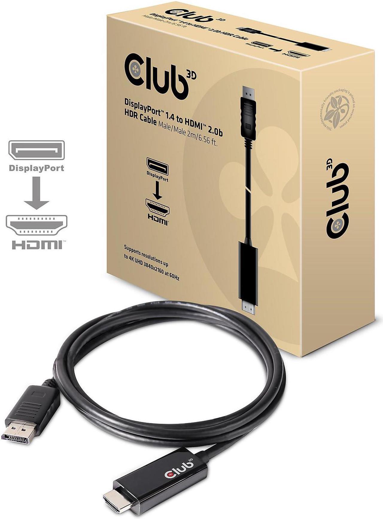 Alt view image 19 of 20 - Club3D CAC-1082 DisplayPort 1.4 to HDMI 2.0b HDR Cable Male/Male 2m/6.56 ft.