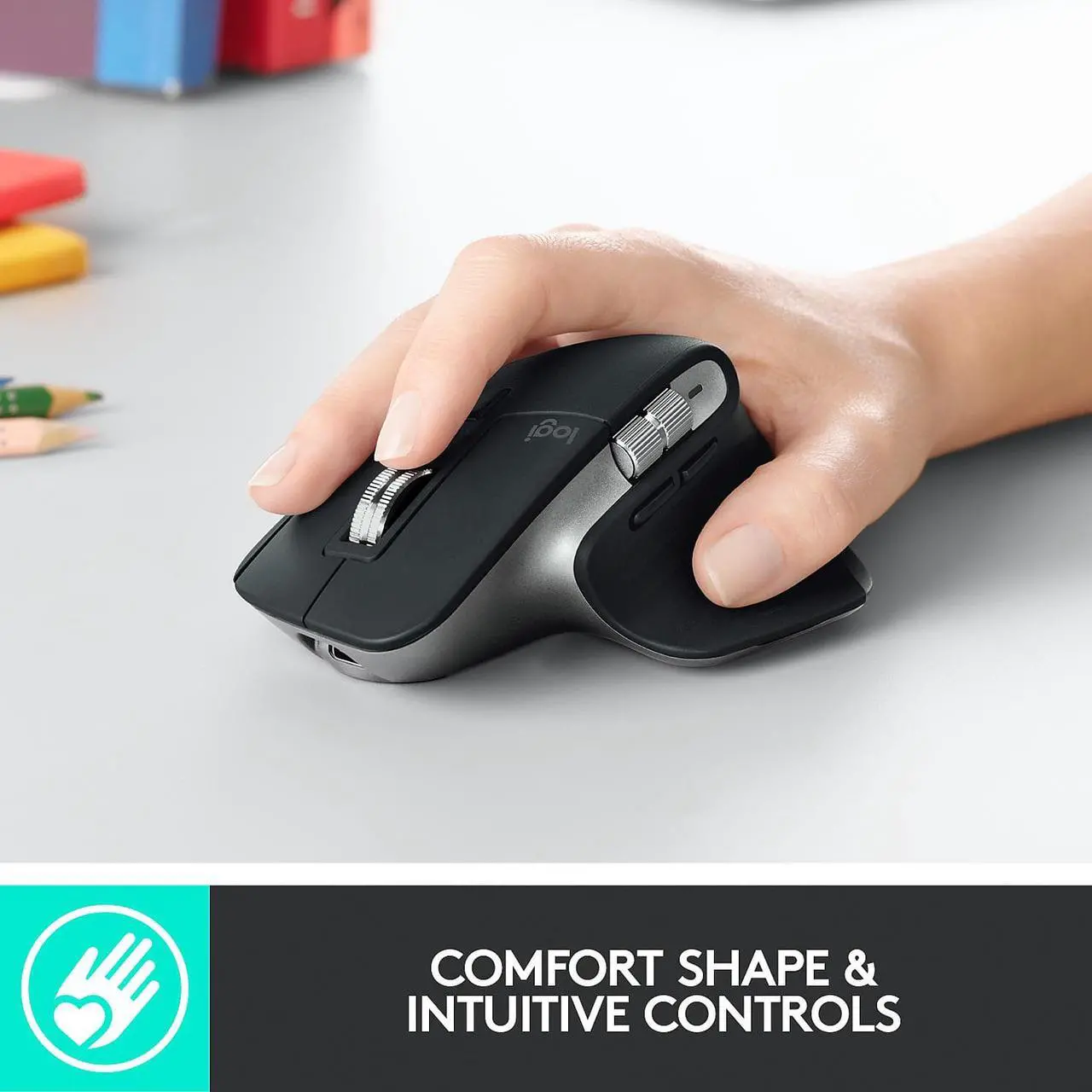 Alt view image 18 of 20 - Logitech MX Master 3 – Advanced Wireless Mouse for Mac, Ultrafast Scrolling, Ergonomic Design, 4000 DPI, Customisation, USB-C, Bluetooth, MacBook Pro,Macbook Air,iMac, iPad Compatible - Space Grey