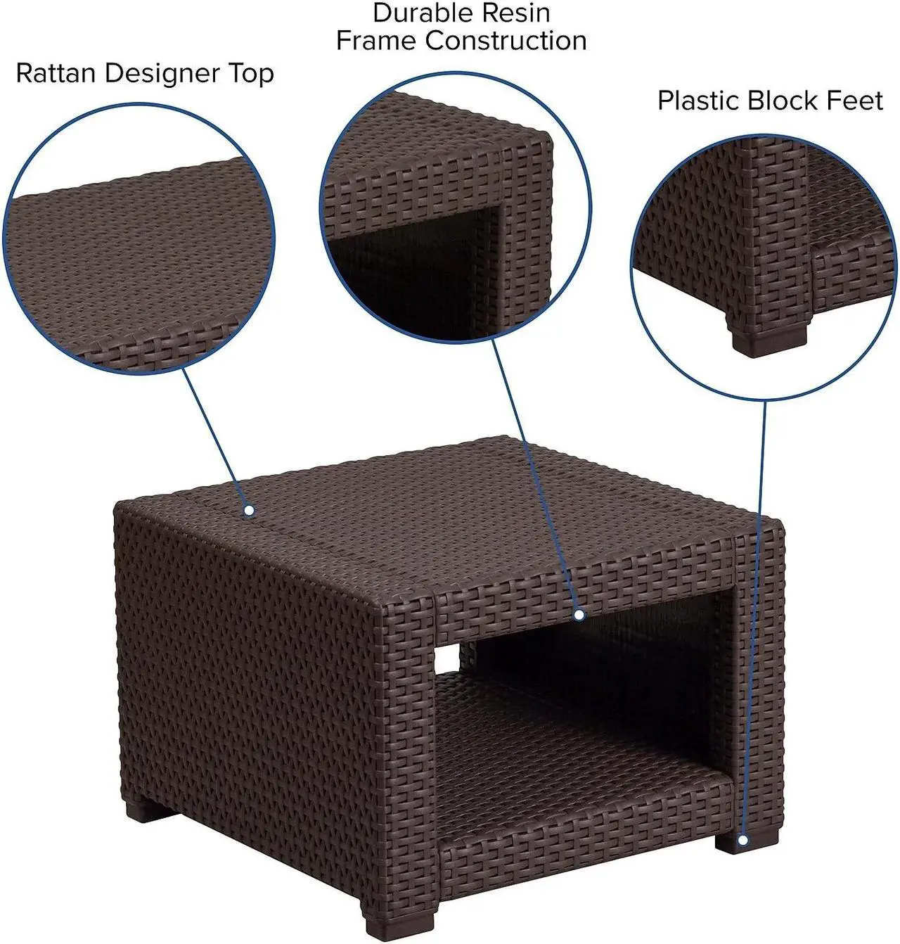 Alt view image 15 of 20 - Flash Furniture Seneca Faux Rattan End Table Chocolate Brown (DADSF1S)