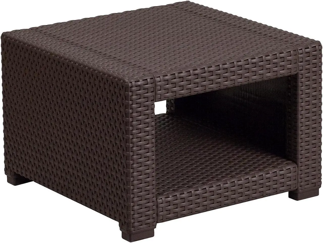 Alt view image 12 of 20 - Flash Furniture Seneca Faux Rattan End Table Chocolate Brown (DADSF1S)