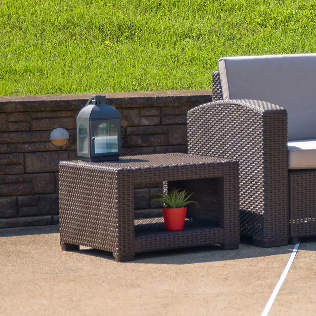 Alt view image 13 of 20 - Flash Furniture Seneca Faux Rattan End Table Chocolate Brown (DADSF1S)