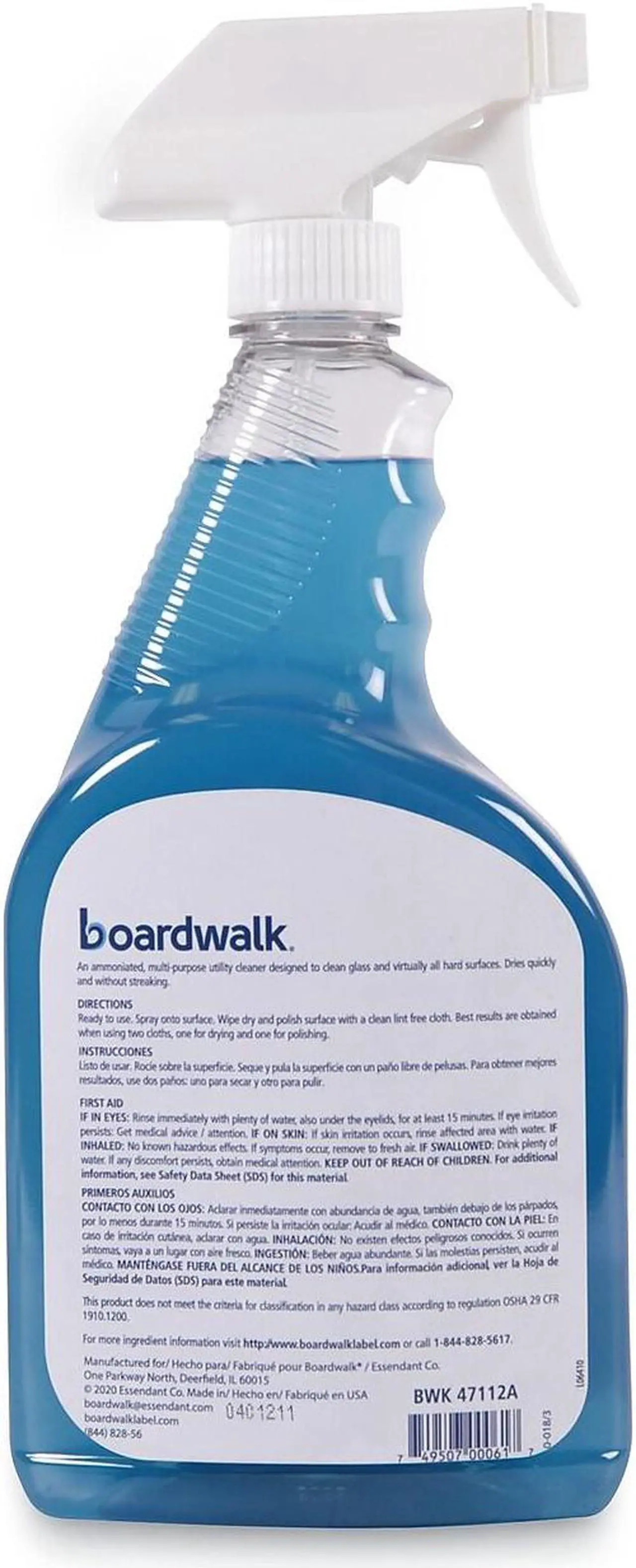 Alt view image 10 of 10 - Boardwalk BWK47112AEA Industrial Strength Glass Cleaner with Ammonia, 32 oz. Trigger Bottle