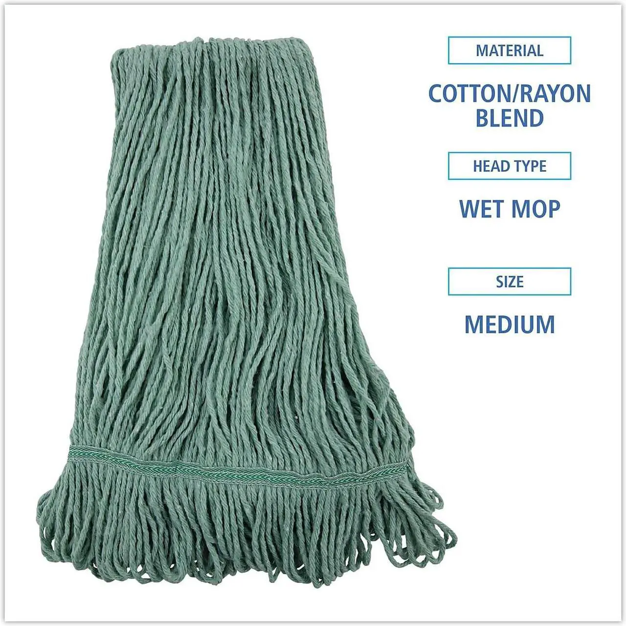 Alt view image 6 of 11 - Boardwalk Mop Head Premium Standard Head Cotton/Rayon Fiber Medium Green 502GNNB