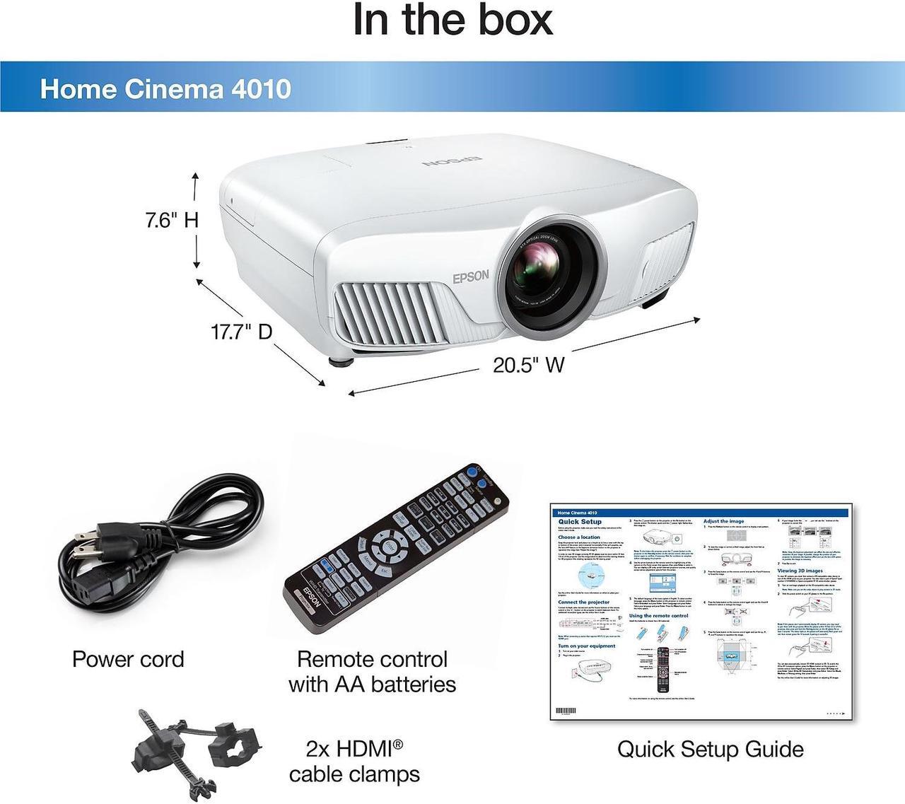 Alt view image 13 of 16 - Epson Home Cinema 4010 4K Pro-UHD Home Theater Projector with Advanced 3-Chip Design and HDR 2400 lumens, V11H932020