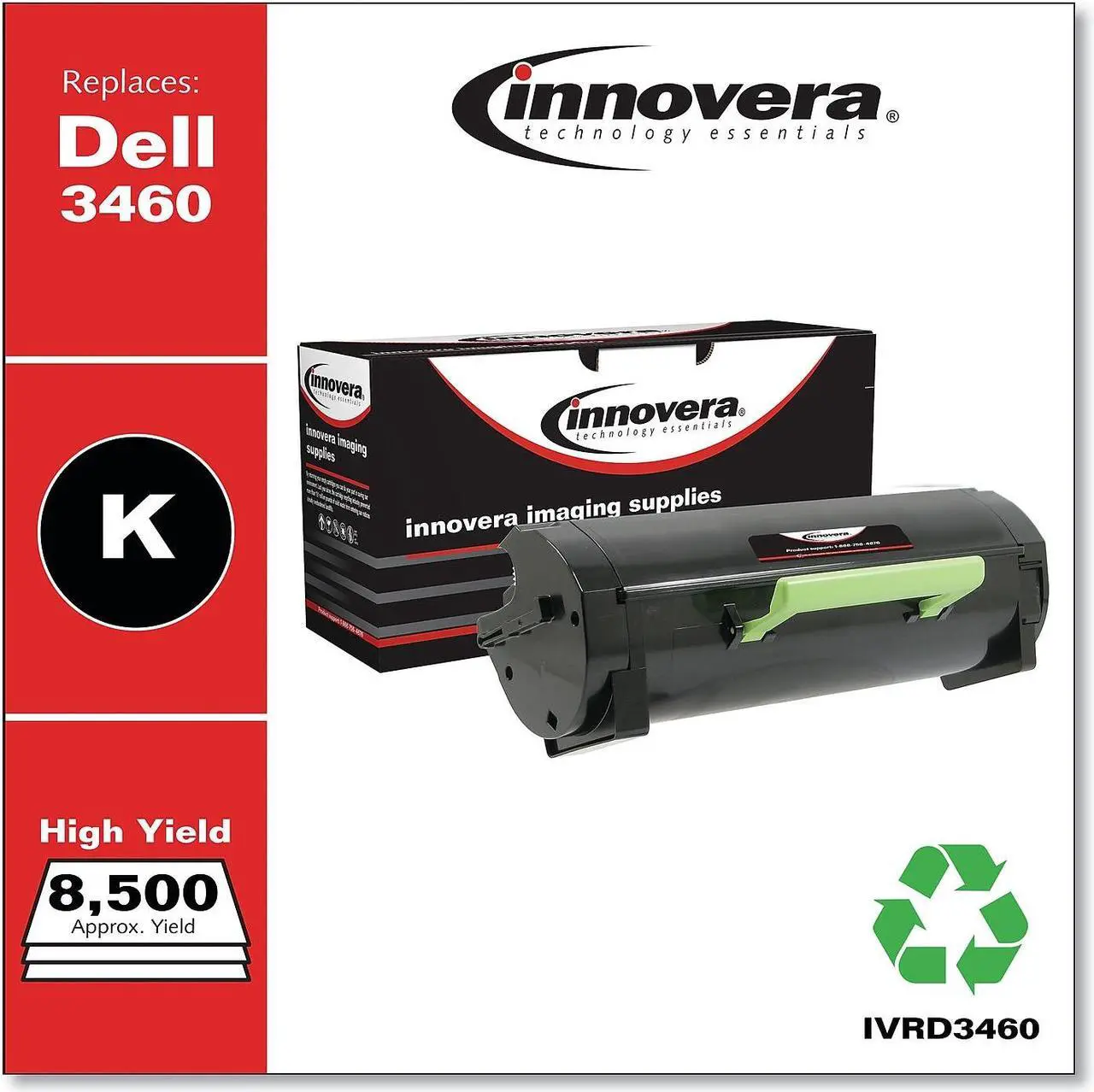Alt view image 6 of 10 - Innovera D3460 Compatible Reman 331-9806 B-3460 Toner IVRD3460