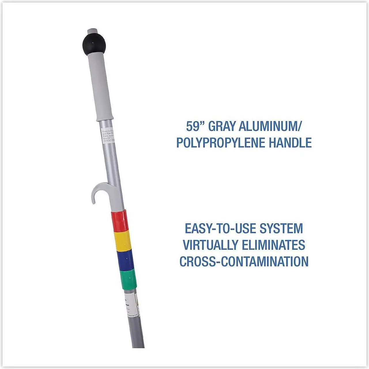 Alt view image 15 of 17 - Boardwalk Bucketless Microfiber Mop System 5 x 18 Head 59" Handle Blue/Gray BWMS16MFM