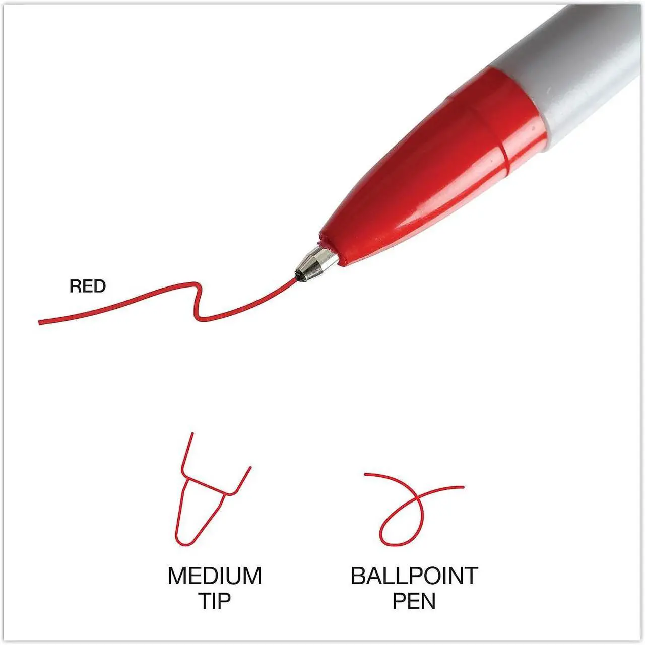 Alt view image 12 of 13 - UNIVERSAL Economy Ballpoint Stick Oil-Based Pen Red Ink Medium Dozen 27412