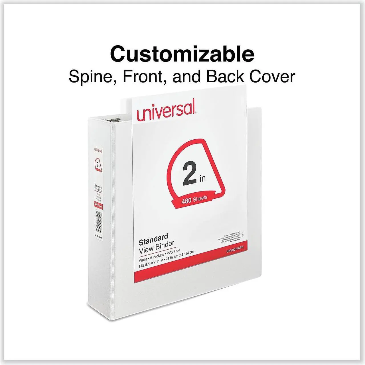 Alt view image 16 of 17 - UNIVERSAL Slant-Ring Economy View Binder 2" Capacity White 4 per Pack 20746PK