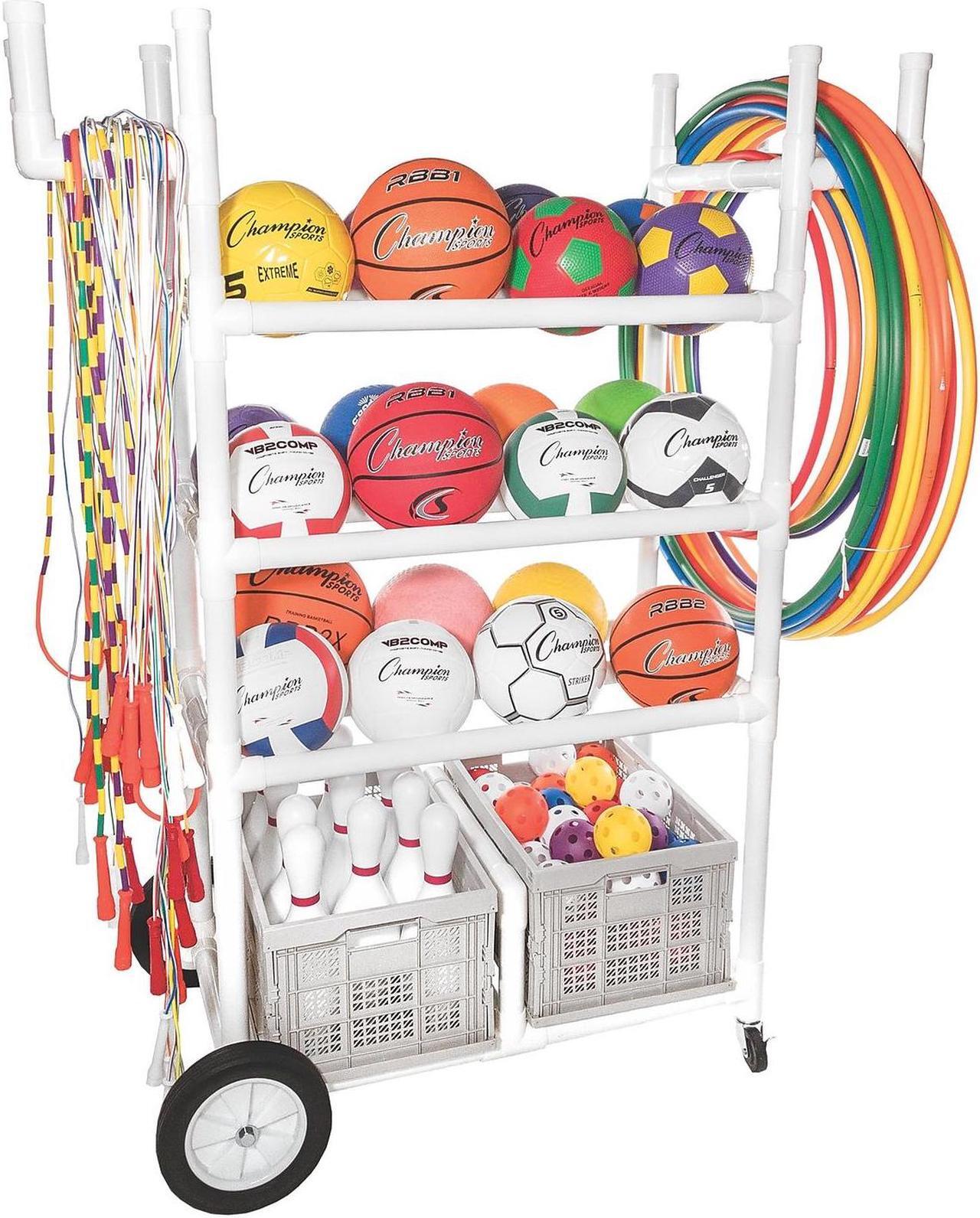 Alt view image 2 of 10 - Champion Sports TWCART High Impact All-Terrain Heavy-Duty Cart - Plastic - 176 lb Capacity - 19 x 53 x 58 - White