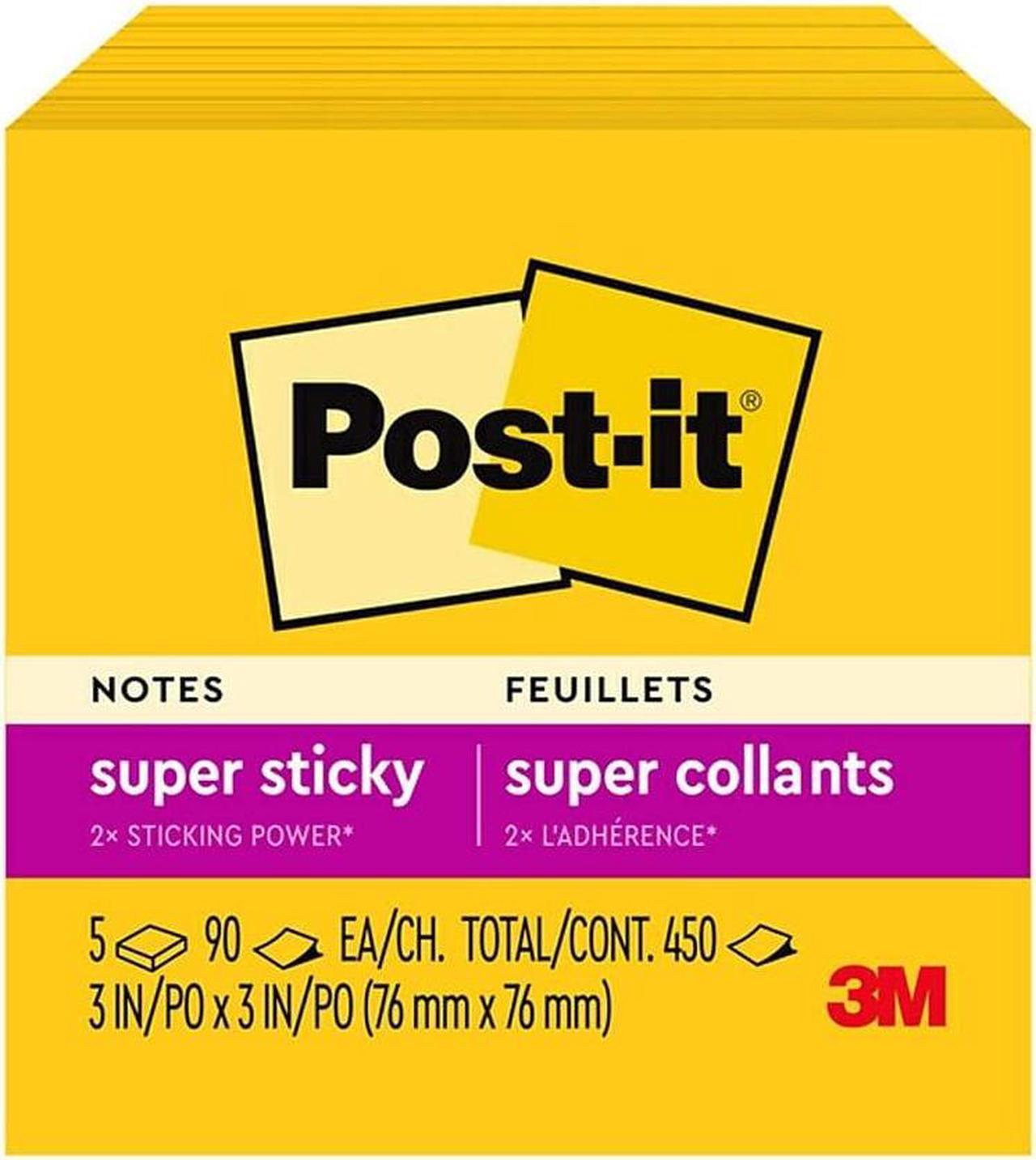 Post-it Super Sticky Notes 3" x 3" Electric Yellow 90 Sheets/Pad 503687