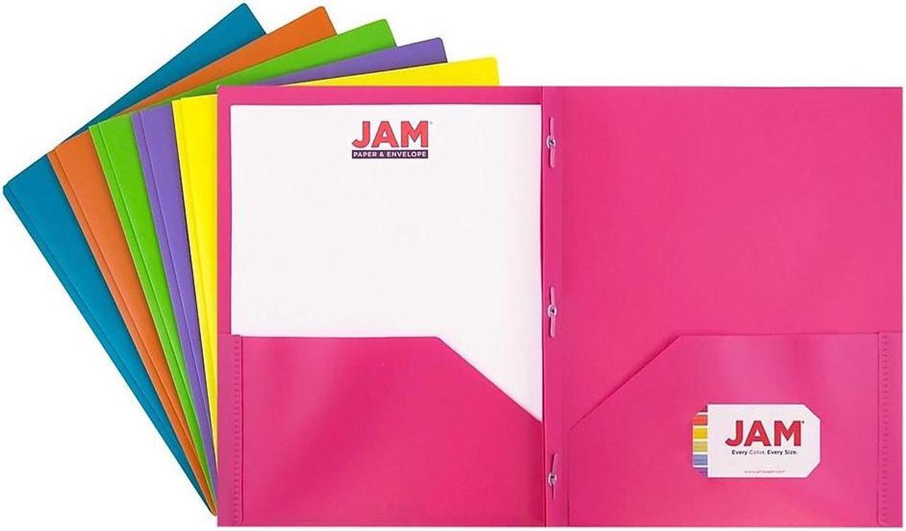 Main image of JAM Paper POP 2 Pocket School Folders w/Metal Prong Fastener Assorted Colors 382ECFASSRT