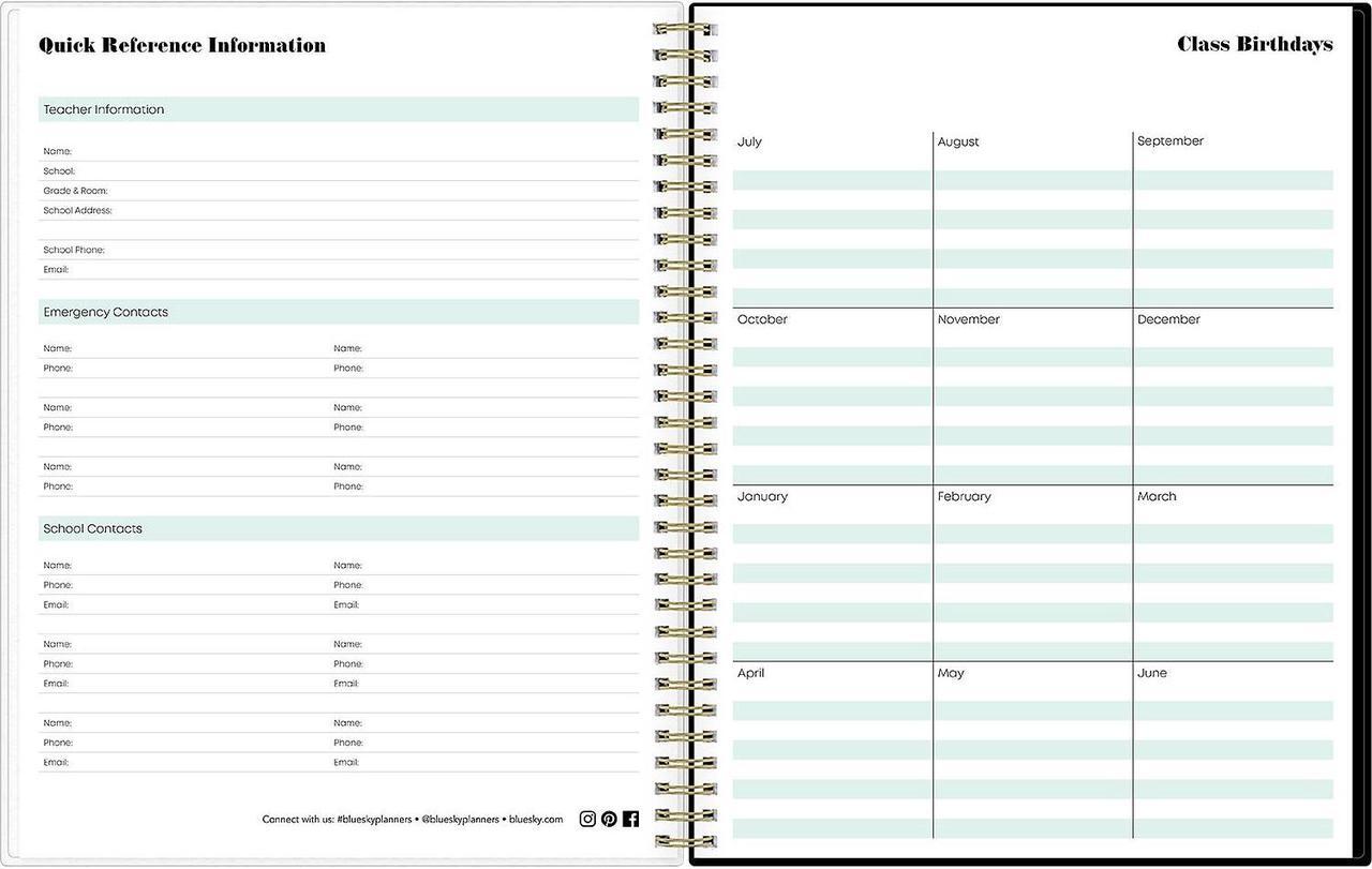 Alt view image 2 of 5 - 2023-2024 Blue Sky Dark Gray Gale 8.5" x 11" Academic Weekly & Monthly Lesson Planner (136608-A23)