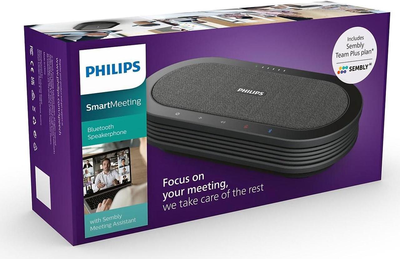Alt view image 4 of 8 - Philips SmartMeeting Bluetooth Speakerphone with Sembly AI Meeting Assistant Dark Gray (PSE0501)