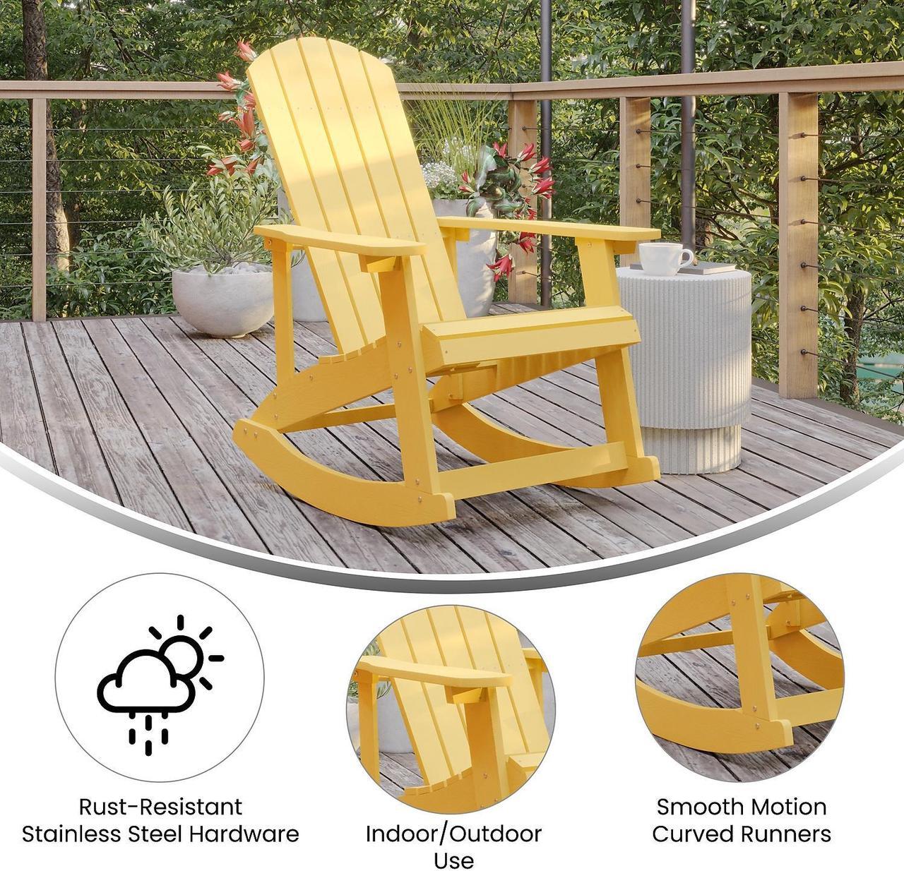 Alt view image 19 of 20 - Savannah All-Weather Poly Resin Wood Adirondack Rocking Chair with Rust Resistant Stainless Steel Hardware in Black - Set of 2