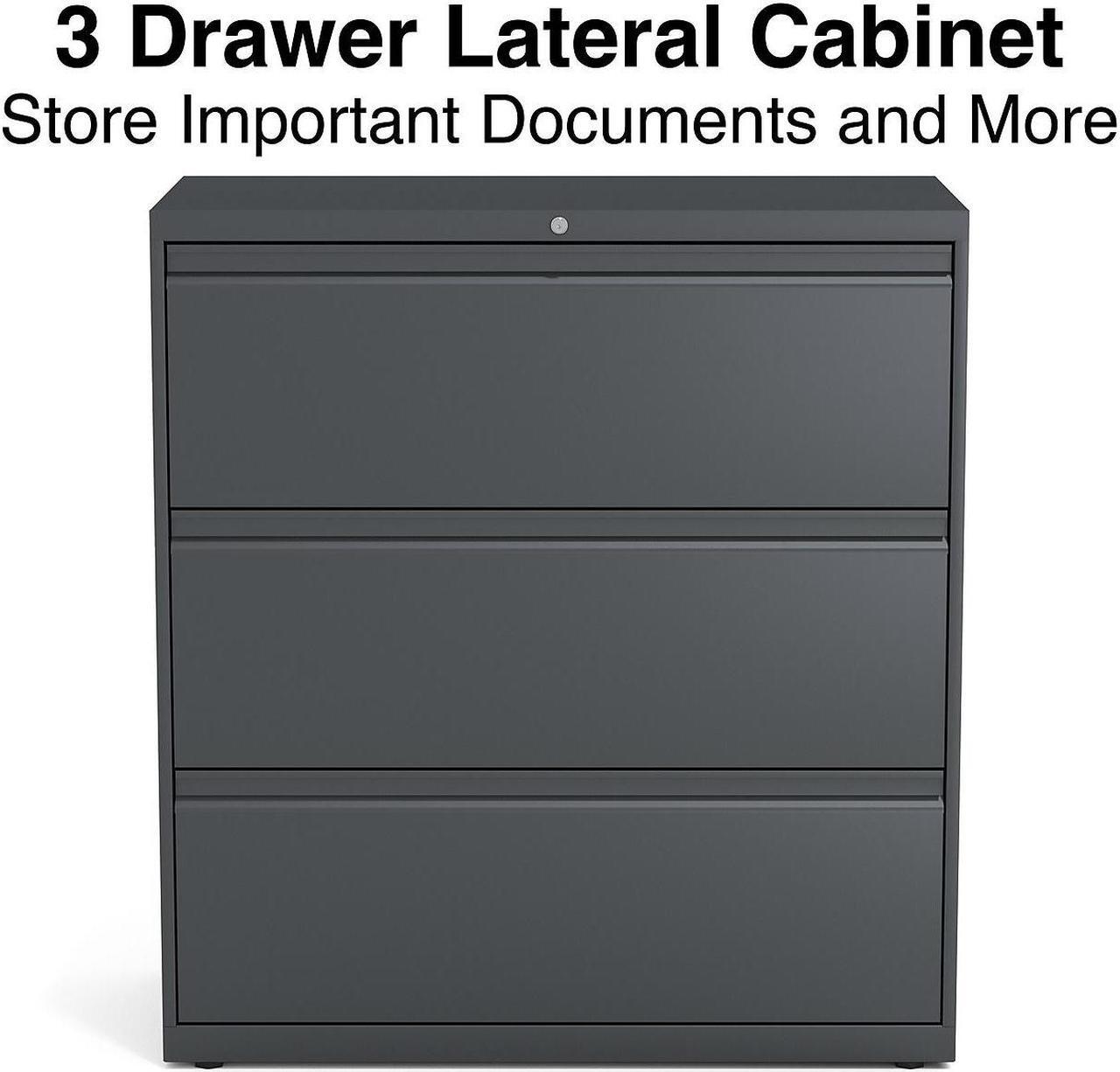 Alt view image 2 of 7 - HITOUCH BUSINESS SERVICES 3-Drawer Lateral File Cabinet Locking Letter/Legal Charcoal 36"W 59635/26823D-CC