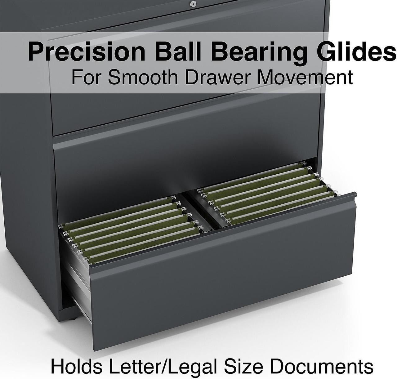 Alt view image 3 of 7 - HITOUCH BUSINESS SERVICES 3-Drawer Lateral File Cabinet Locking Letter/Legal Charcoal 36"W 59635/26823D-CC