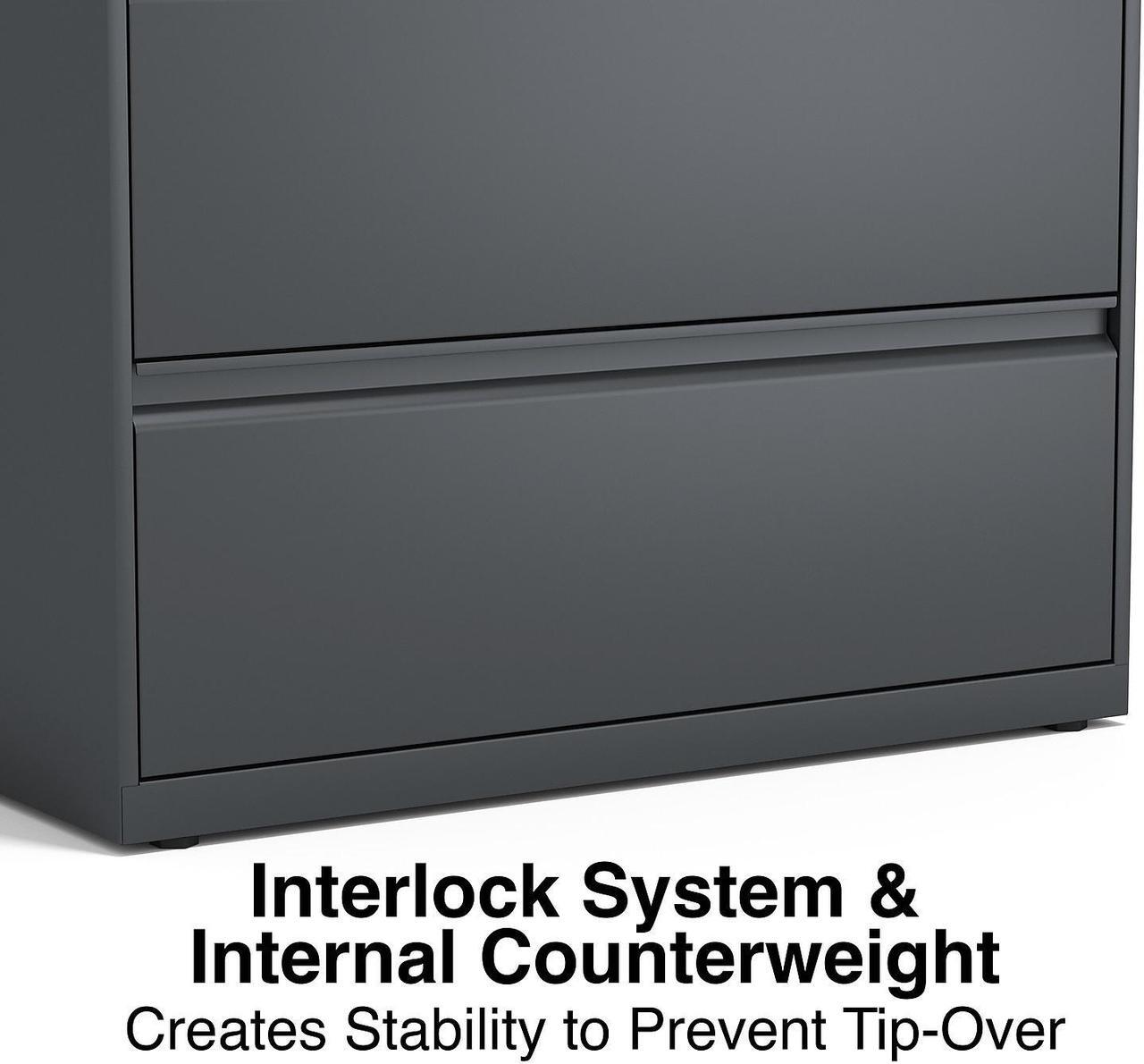 Alt view image 5 of 7 - HITOUCH BUSINESS SERVICES 3-Drawer Lateral File Cabinet Locking Letter/Legal Charcoal 36"W 59635/26823D-CC