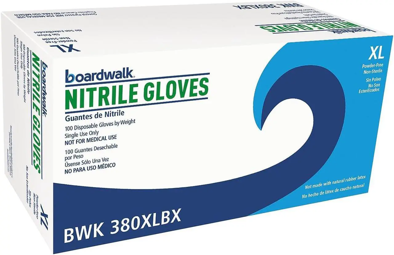 Main image of Boardwalk Disposable General-Purpose Nitrile Gloves X-Large Blue 4 mil 100/Box 380XLBXA