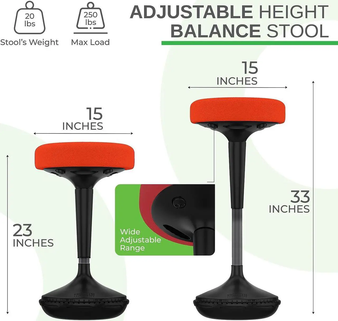 Alt view image 3 of 14 - Wobble Stool Standing Desk Stool - tall office chair for standing desk chair wobble stools for classroom seating adhd chair height adjustable stool 23-33" Active stool for standing desk wobble chairs